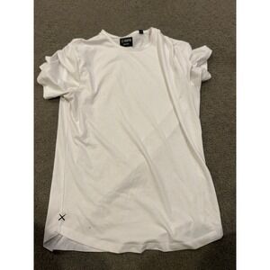 Cuts Mens AO Curve Hem Tee Plain White Short Sleeve Logo Slim Mens Size Medium